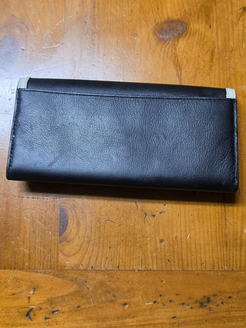 Coach Black Leather Wallet with White Trim